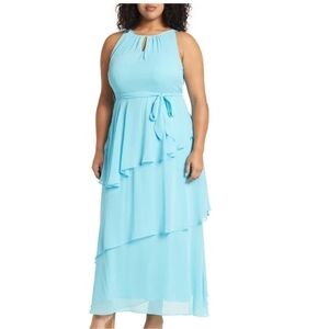 Tahari ARTHUR S. LEVINE Keyhole Tiered Chiffon Maxi Dress Size:8